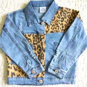Kids Jean jacket with cheetah print